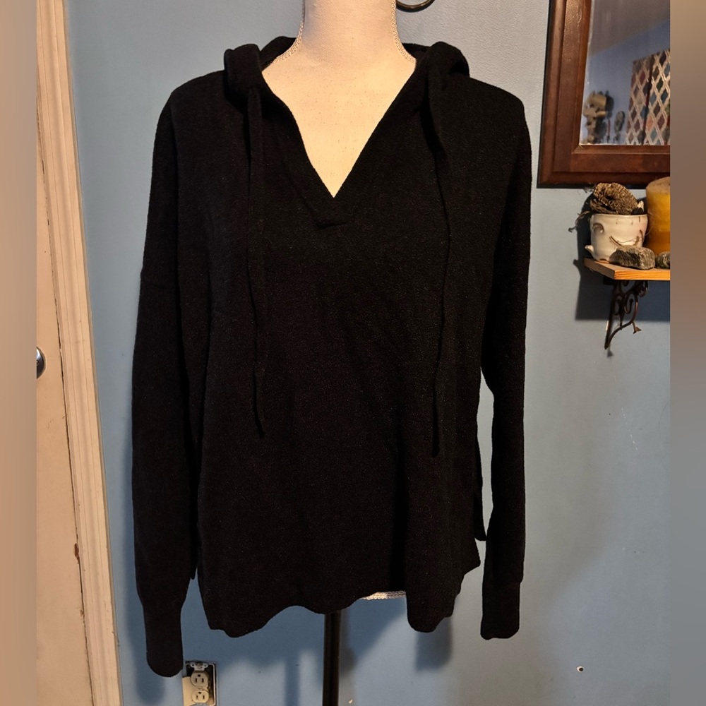 Marled, Black Knit, Hooded Sweater